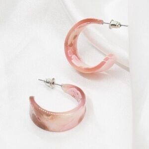 Pink Acrylic Wide Mini Hoops